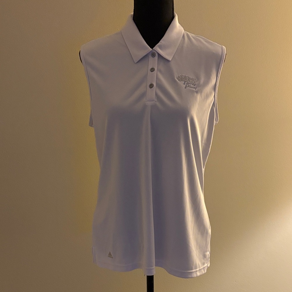 Adidas Women's White Sleeveless Button Down Golf  Shirt  Torrey Pines Logo NWT